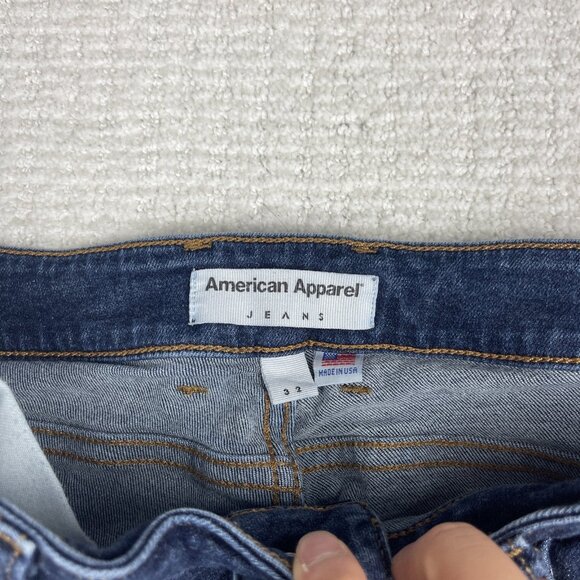 American Apparel Jeans Womens 32 Dark Blue Denim USA Made Skinny - Picture 5 of 16